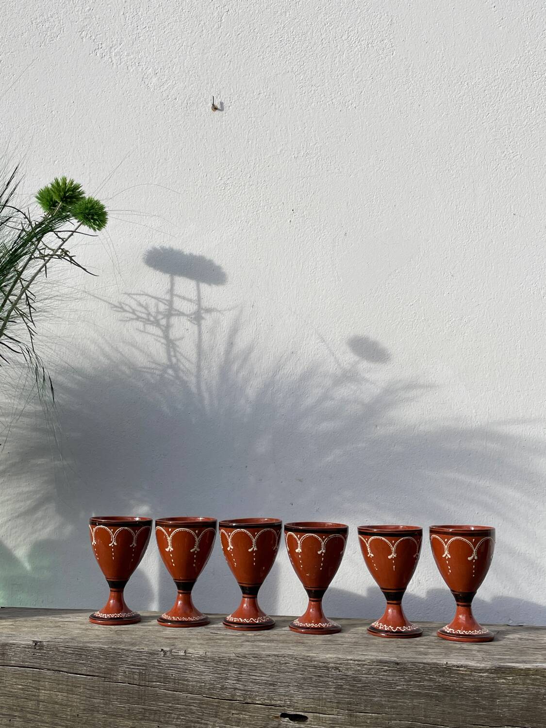 6 earthenware stemmed glasses / handcrafted ceramic work
