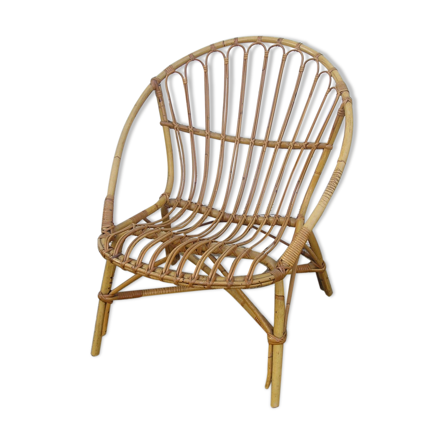 1970 wicker shell armchair