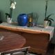 Rustic carved wooden chest trunk