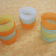 10 ancient colored glass ramequins Duralex for calvé oil