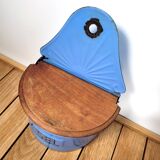 Old salt box in blue enameled sheet metal