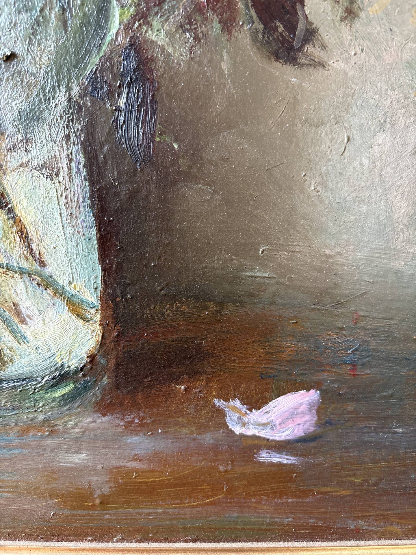 Large painting by Victor Zolnierowicz, peonies, oil on canvas, frame year