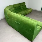 Modular green velvet corner sofa, 1970s