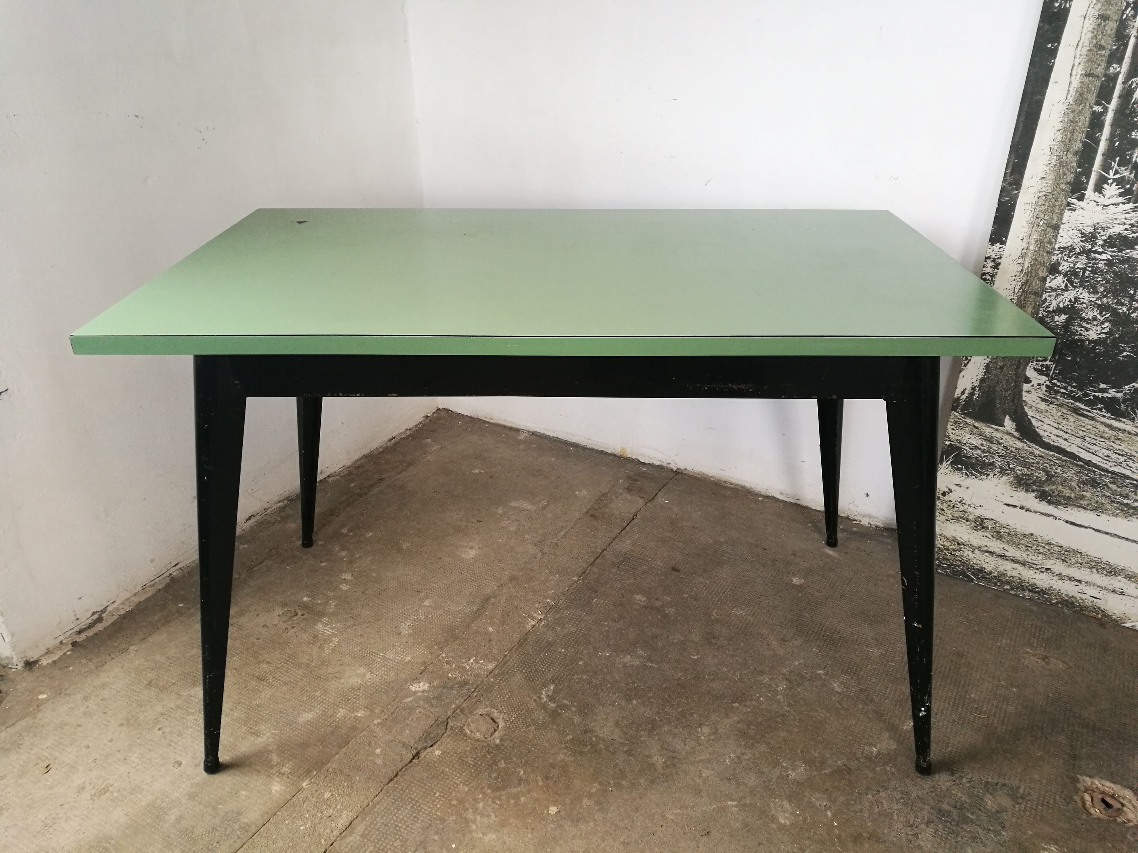 Tolix table, vintage metal and formica