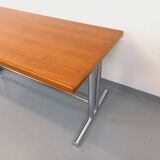 Vintage walnut and chrome metal desk from the 1970s.