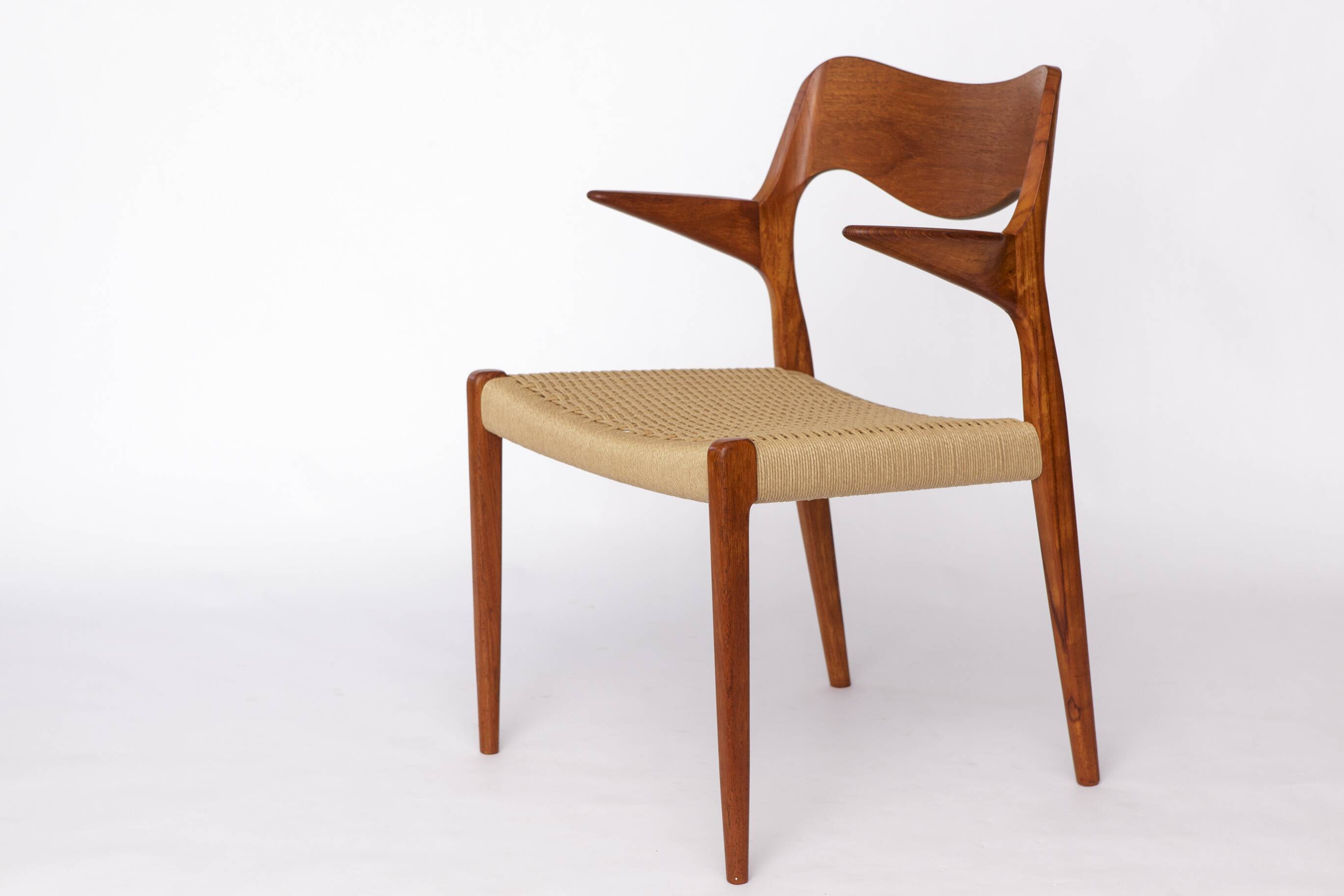 Niels Otto Møller Model 55 Armchair – Danish Teak Dining Chair Paper cord