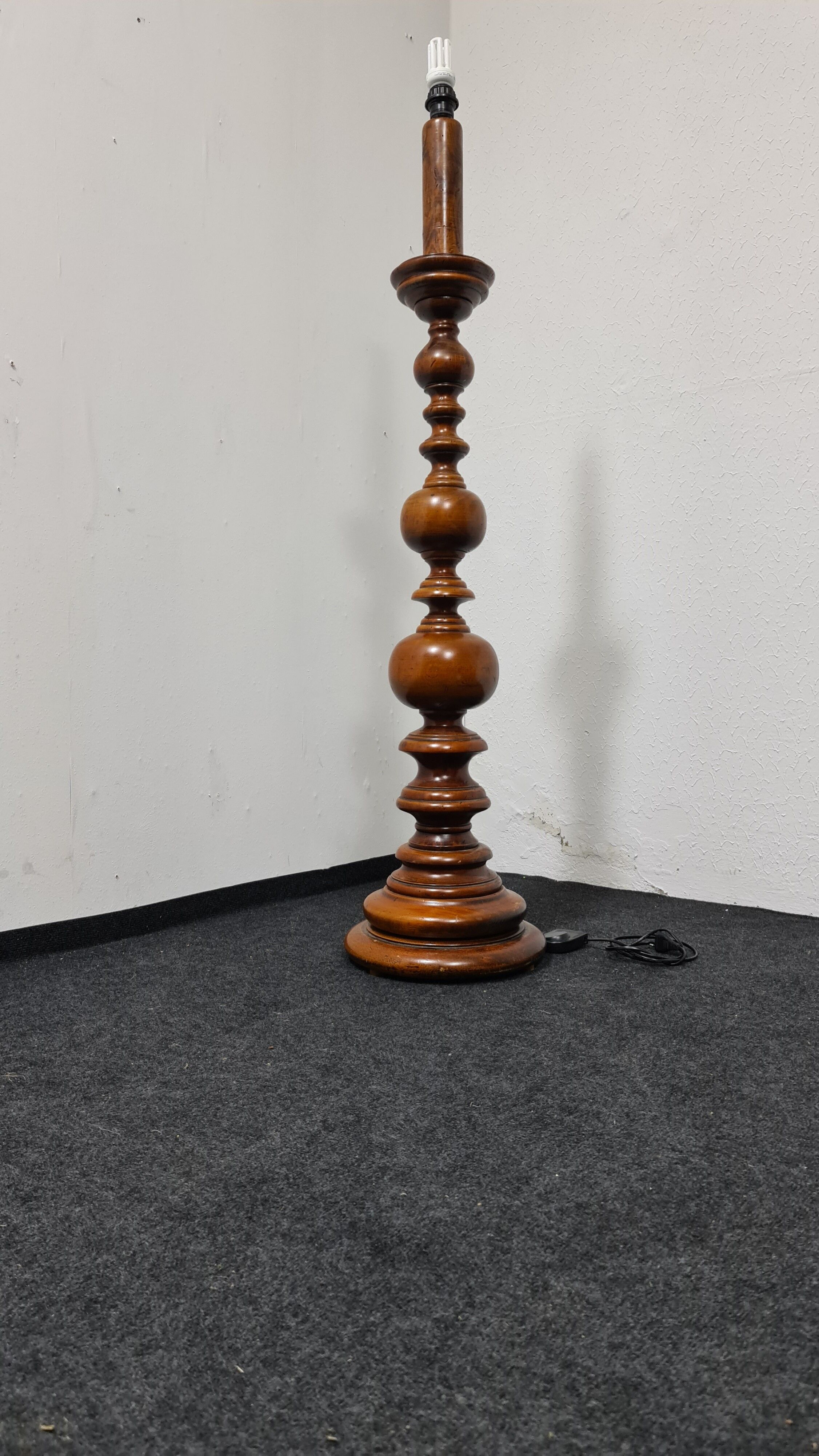 Vintage turned wood floor lamp