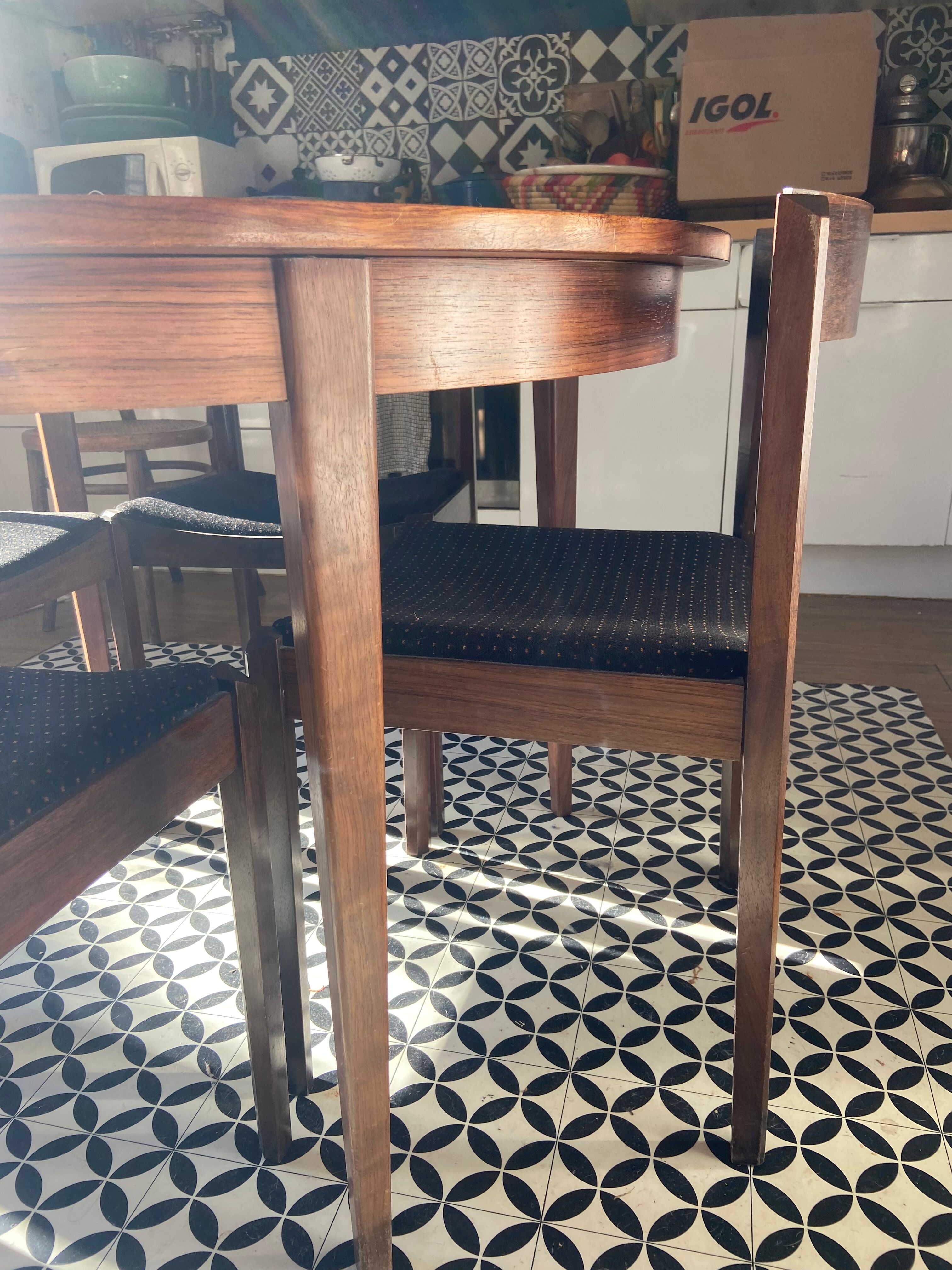 Vintage rosewood table and chair set