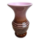 Vintage ceramic vase with textured decoration – pink and brown tones – 1960s/70s
