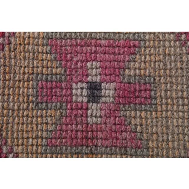 Vintage Turkish Hand-Knotted Wool Cotton Pink Runner Rug 94x329