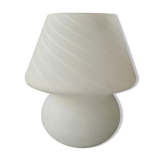 Lampe champignon en opaline blanche, Murano, années 80