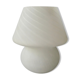 Mushroom lamp in white opaline, Murano, 80s