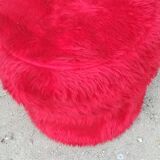 Pouf tissu moumoute rouge