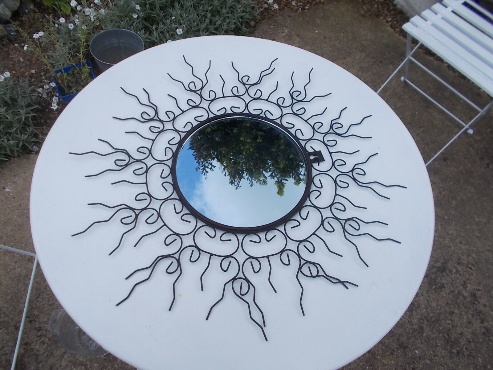 Vintage sun mirror black wire 50cm
