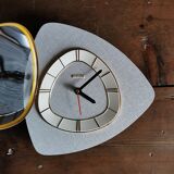 Vintage formica clock asymmetrical silent wall clock "Bayard silver grey"