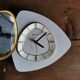 Vintage formica clock asymmetrical silent wall clock "Bayard silver grey"