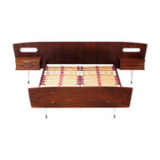 Mid century modern double bed with nightstands made of high quality rio rosewood, 1960s