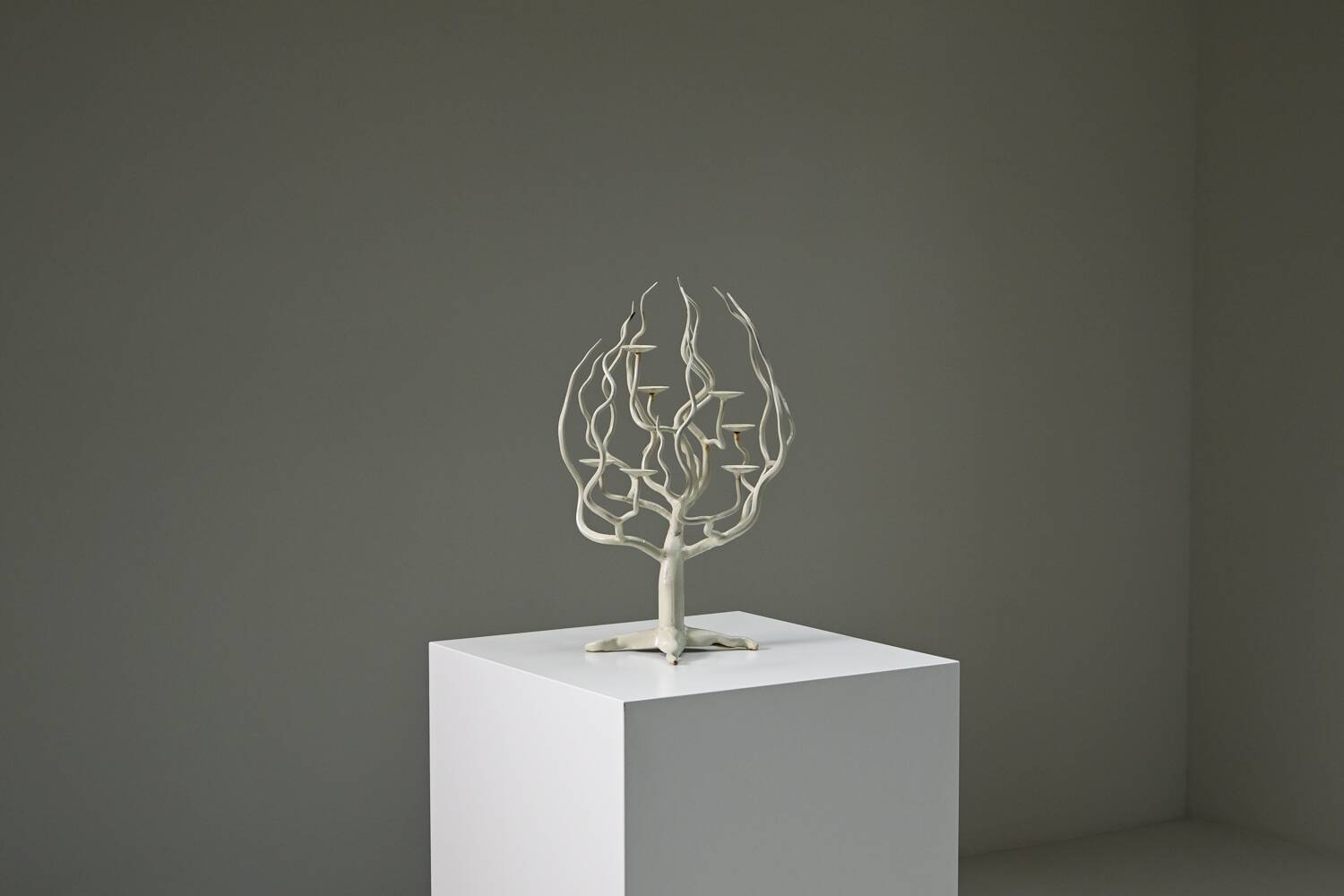 White brutalist tree candle holder “tree of life” 1970s.