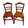 Duo de chaises bois et osier tressé