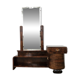 Coiffeuse Art Déco en racine de noyer avec miroir