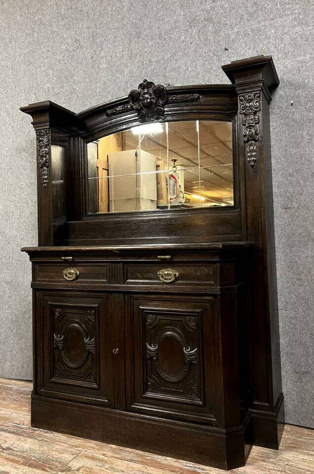Blackened wooden sacristy sideboard from the Napoleon III period, circa 1850