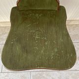 Wooden dressing table with olive green chair and floral patterns