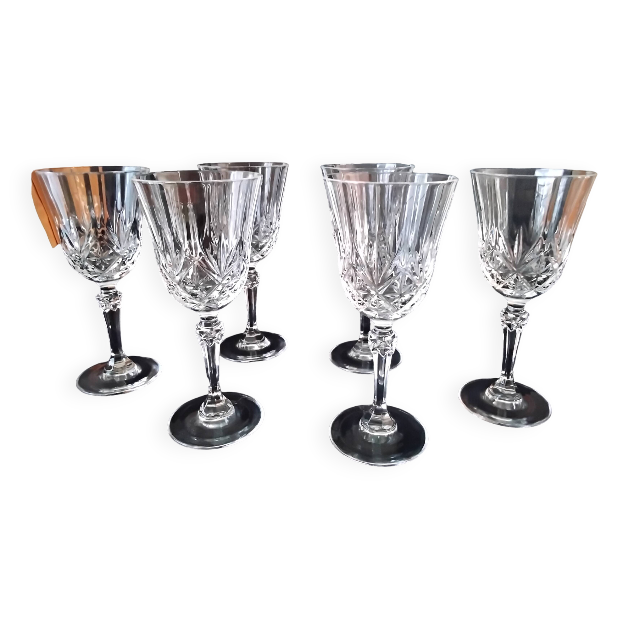 6 RCR crystal wine glasses