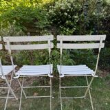 Set of 4 vintage folding chairs in metal and wood