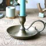 Copper hand-held candlestick