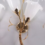 24 kt gold-plated tulip glass wall lamps Italian design 1970