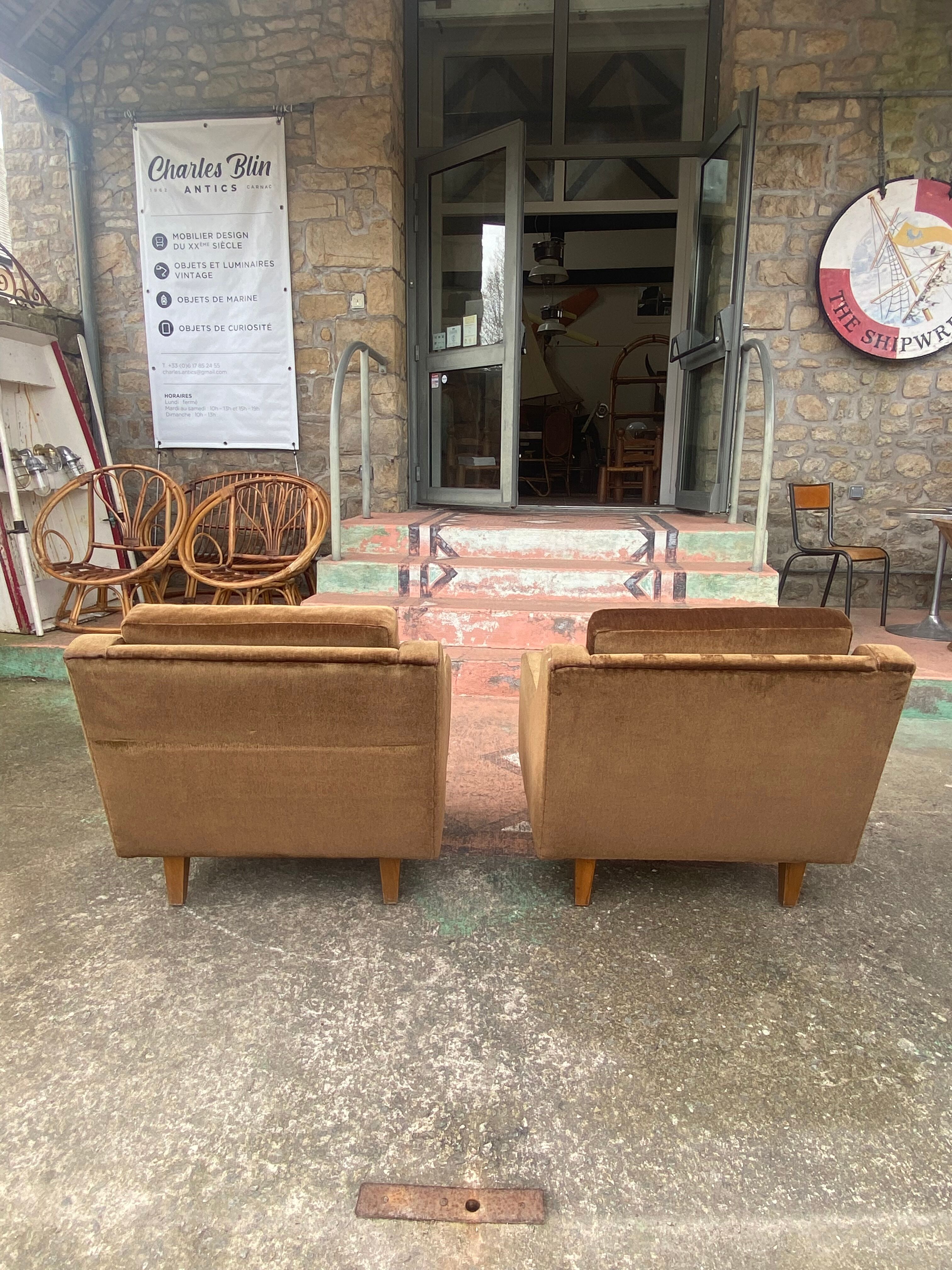 Pair of vintage brown armchairs circa 1970