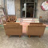 Pair of vintage brown armchairs circa 1970