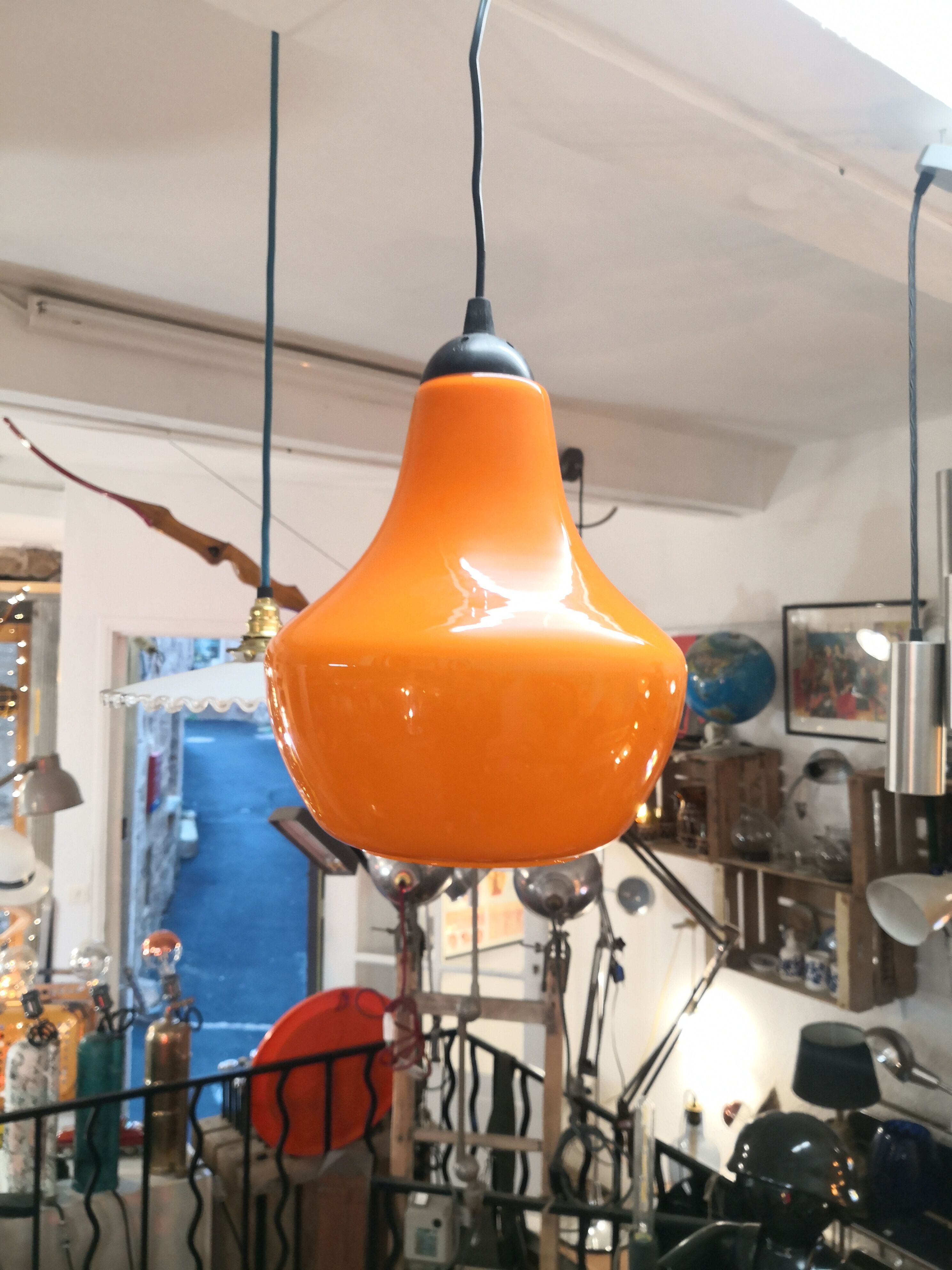 Vintage orange opaline chandelier