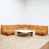 Togo corner armchair in "peach skin" by Michel Ducaroy for Ligne Roset