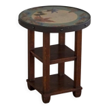 Art Nouveau, round side table with floral glass top, Danish cabinetmaker, 1920s