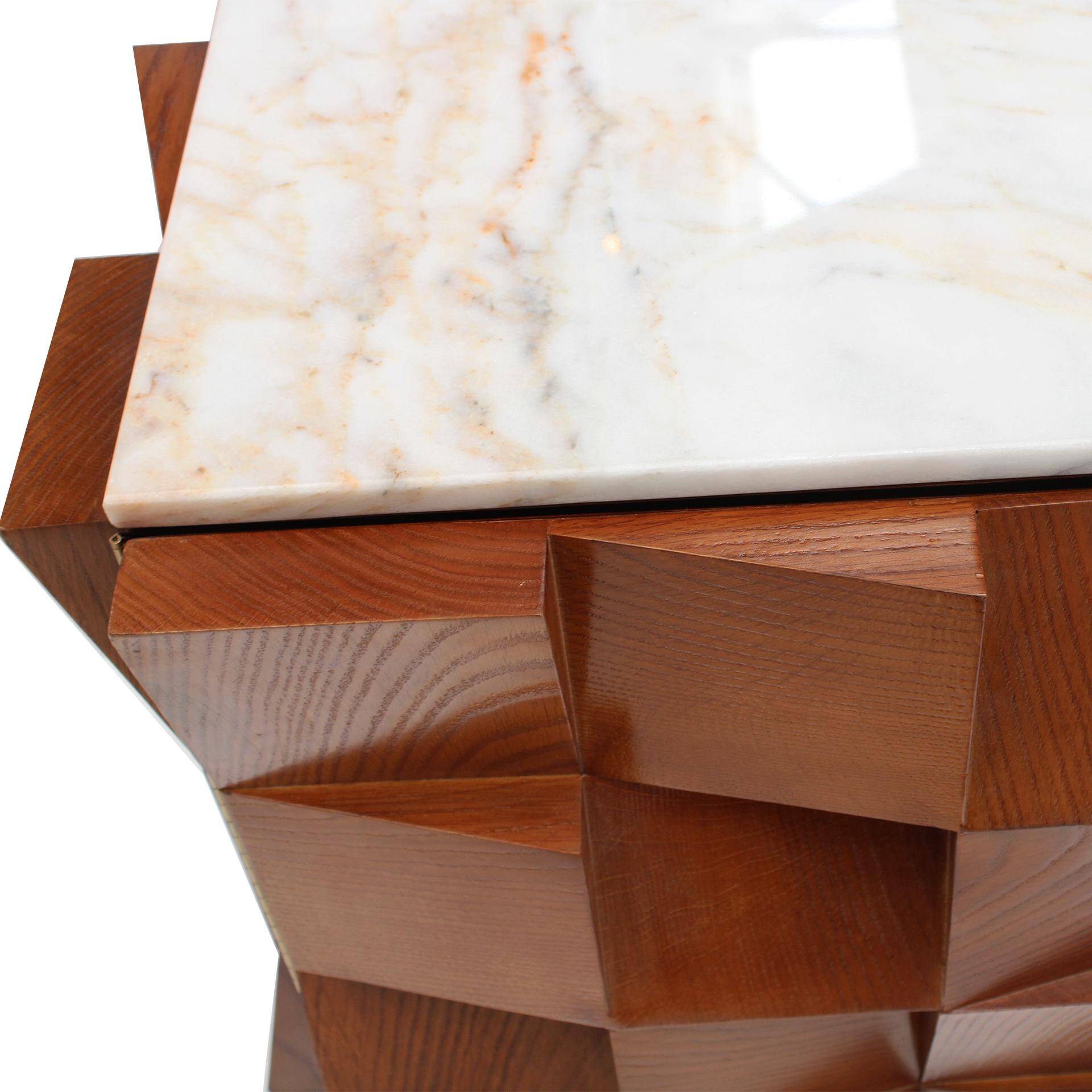 Brutalist Style Sideboard Made of Wood and Siena Marble, Italy
