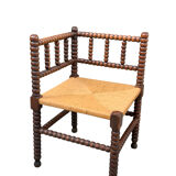1920s turned wood straw corner chair