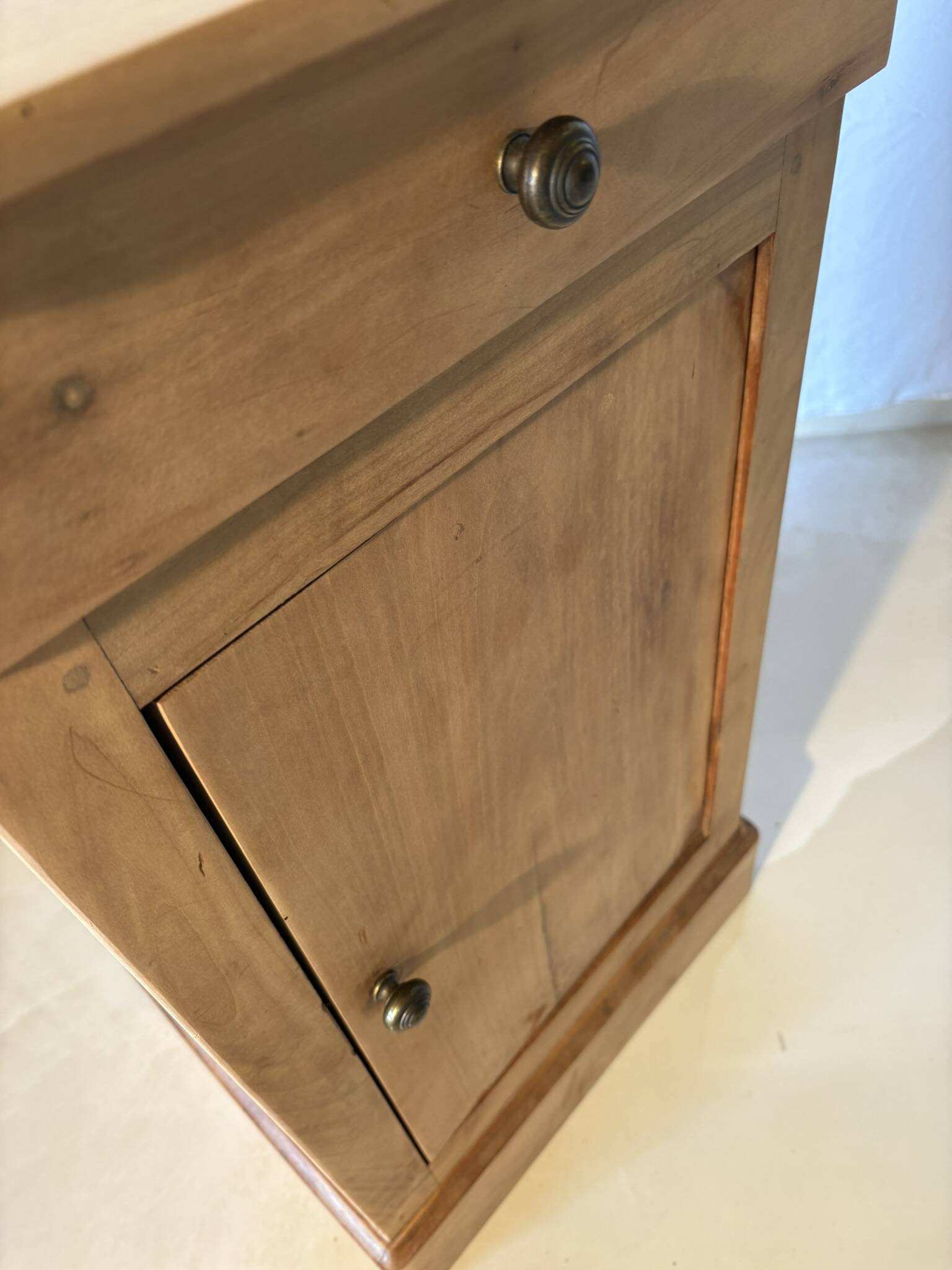 Bedside table or small storage unit in natural wood – country style
