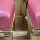 Set of 6 beech chairs with skai in the style of Jules Leleu.