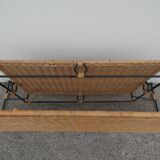Vintage rattan and metal coffee table
