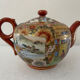 Teapot Satsuma porcelain polychrome décor signed Koshida around 1920