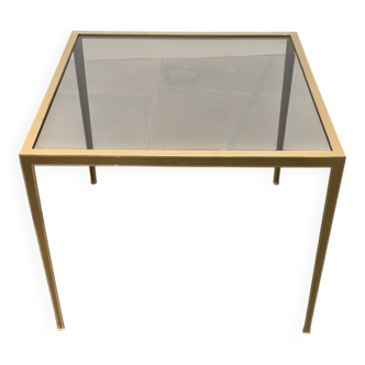 Brass and Glass Side Table in Hollywood Regency German Mid-Century Style by Vereinigte Werkstätten, 1960s