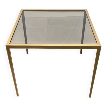 Brass and Glass Side Table in Hollywood Regency German Mid-Century Style by Vereinigte Werkstätten, 1960s