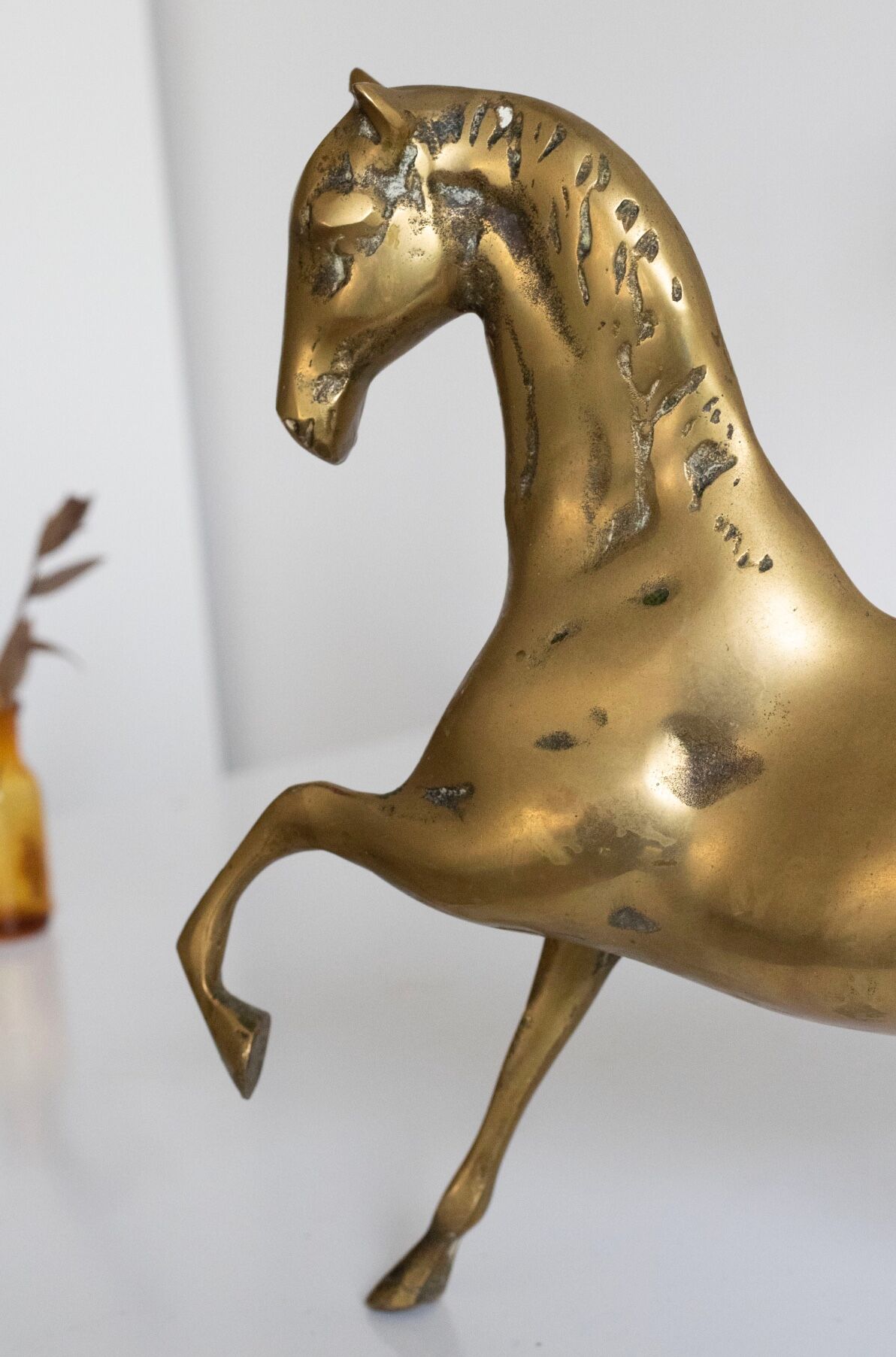 Vintage golden brass horse