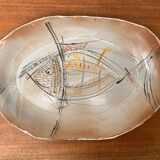 Large German ceramic plate with fish from the mid-century.