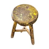 Primitive wooden tripod stool / height 52 cm