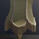 Vintage bedside table lamp onyx and brass lampshade with fringes
