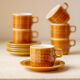 6 tasses avec sous-tasses -  motif vintage - Hornsea England modèle Saffron
