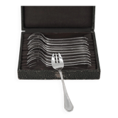 Ercuis Trianon, Rubans, 12 silver-plated oyster forks, excellent condition.