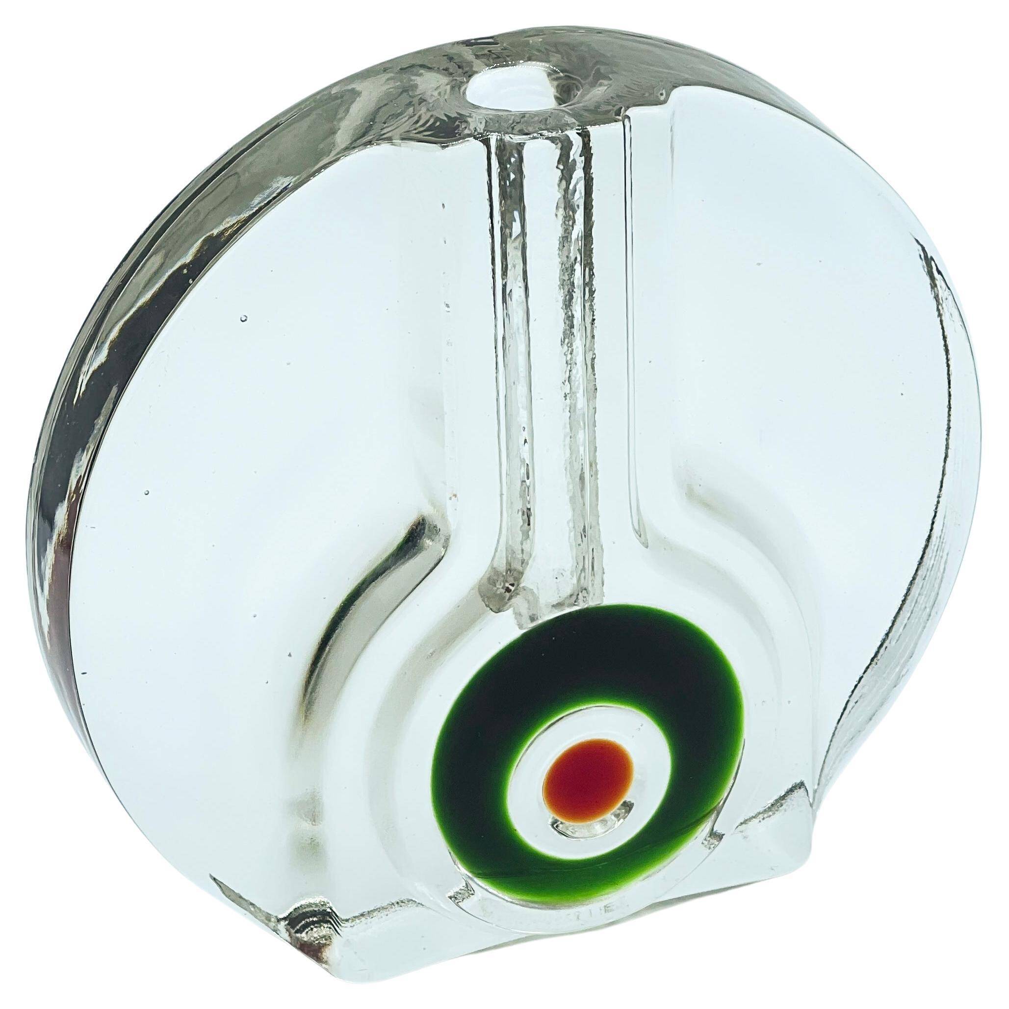 Vase rond en cristal "Solifleur" à tige unique Walther Glas des années 1960.